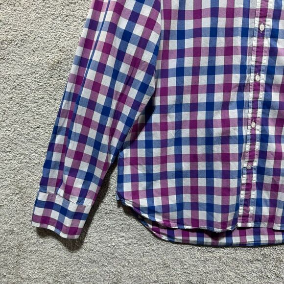 Bonobos Standard Fit Shirt Men's Large Blue Purple Check Button Down Long Sleeve - Picture 3 of 11